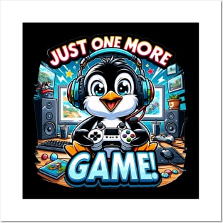 Epic Gaming Penguin: Just One More Game! Posters and Art